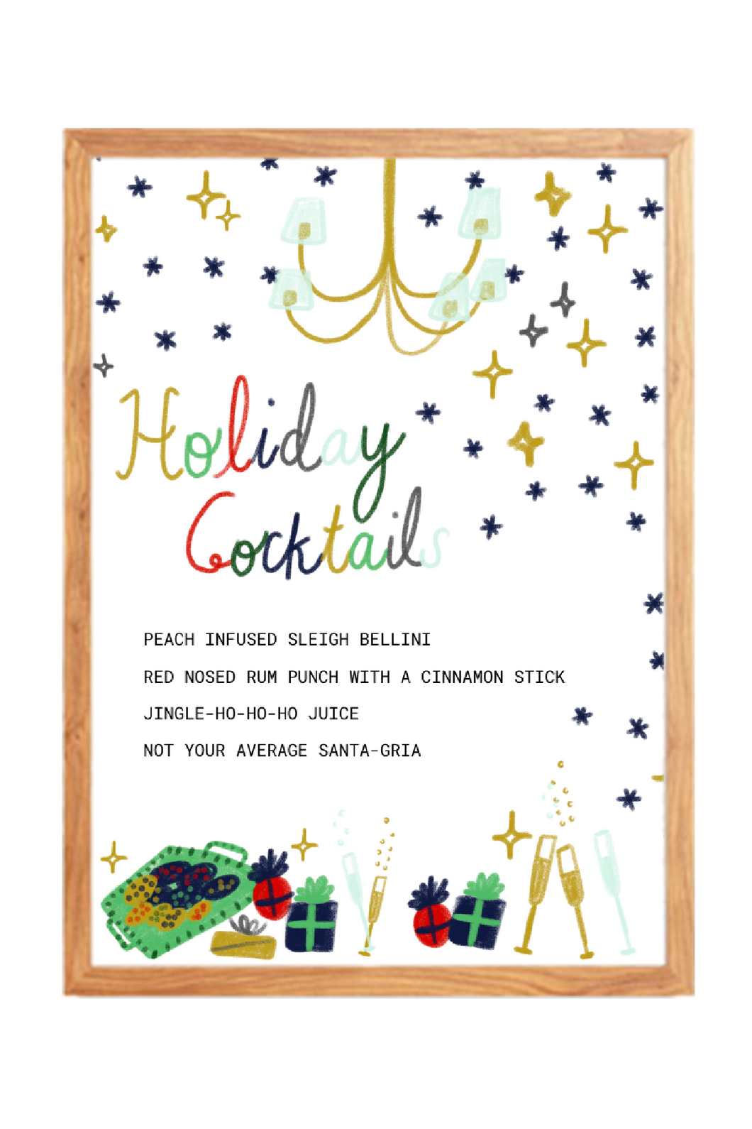 Hand-Drawn Holiday Cocktail Digital Menu Canva Template