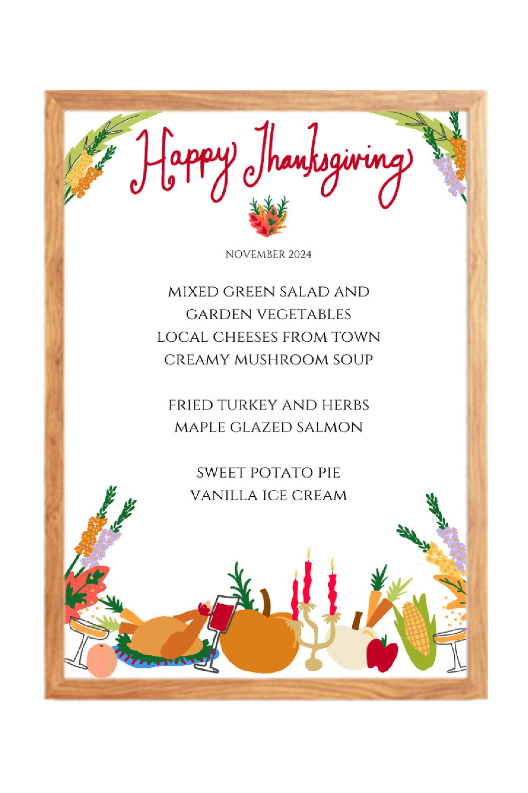 Hand-Drawn Thanksgiving Digital Menu Canva Template
