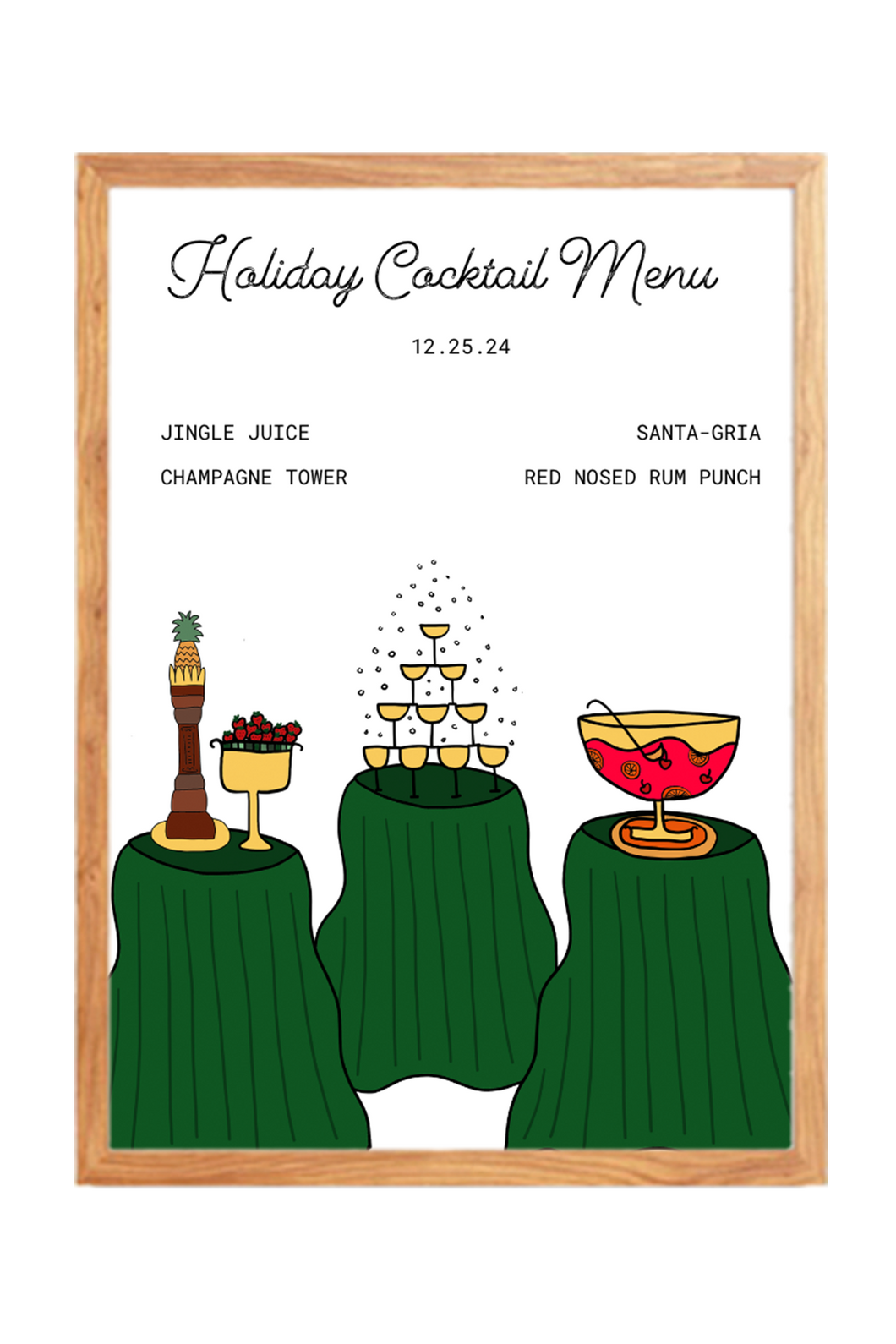 Hand-Drawn Champagne Cocktail Digital Menu Canva Template
