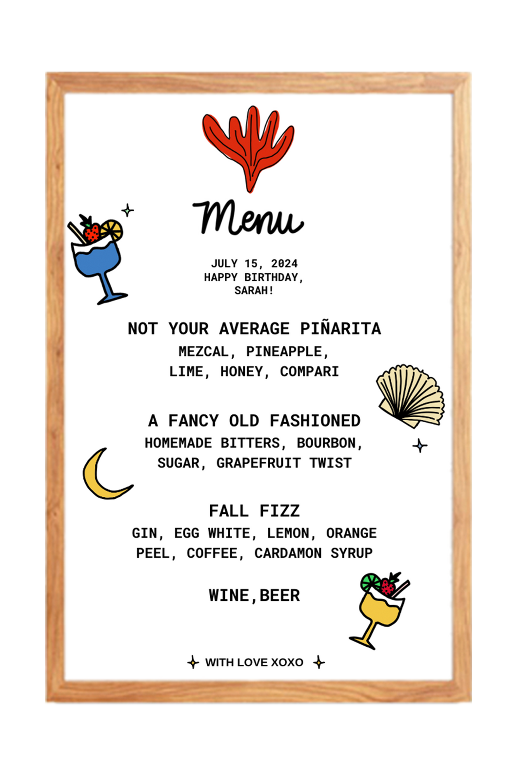Hand-Drawn Beachy Digital Cocktail Menu Canva Template