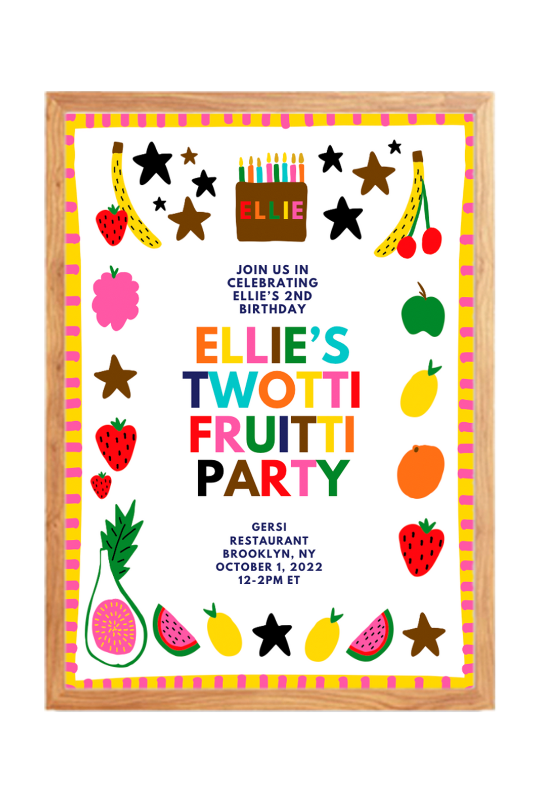 Hand-Drawn Twotti Fruitti Birthday Invitation Canva Template
